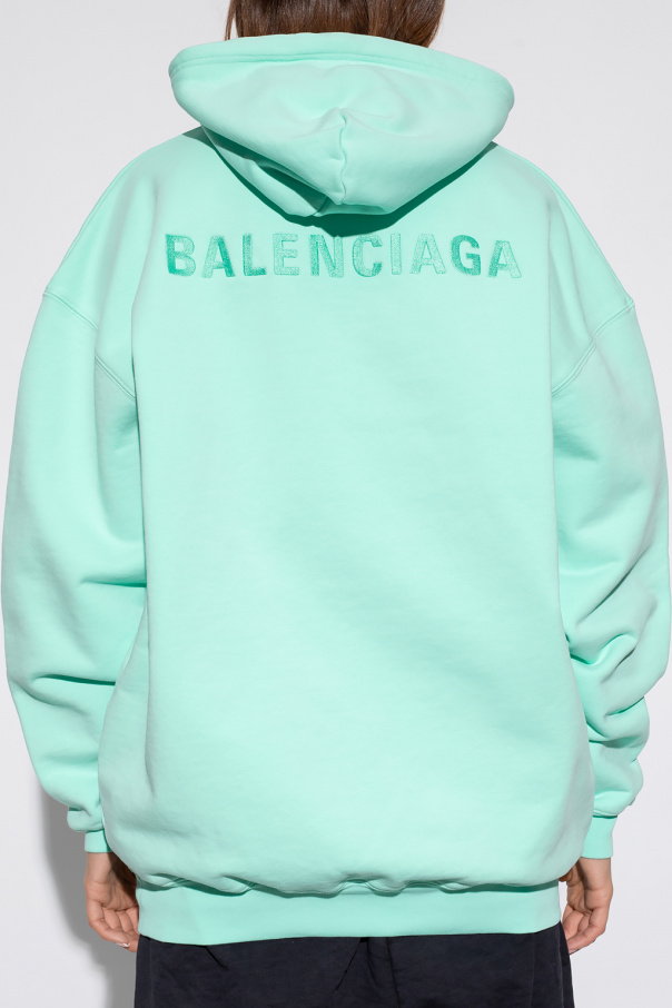 24PF new/BALENCIAGA リップドポケットパーカー Hoodie Green New Tape Type Ripped Pocket Hoodie Large Fit in Dark Green